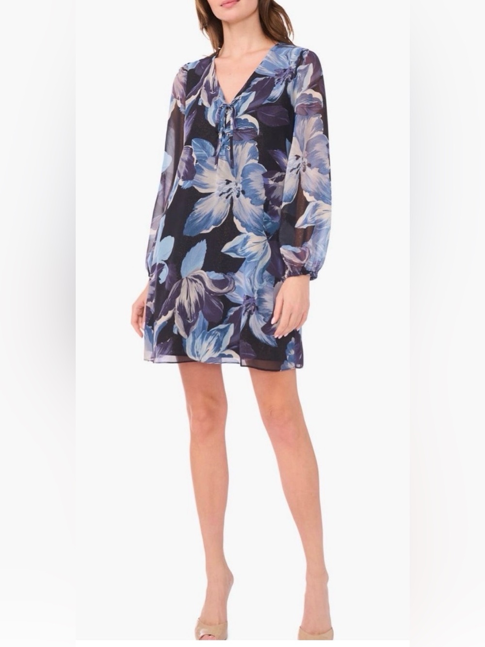 NWT Halogen Floral Lace Up Mini Dress L